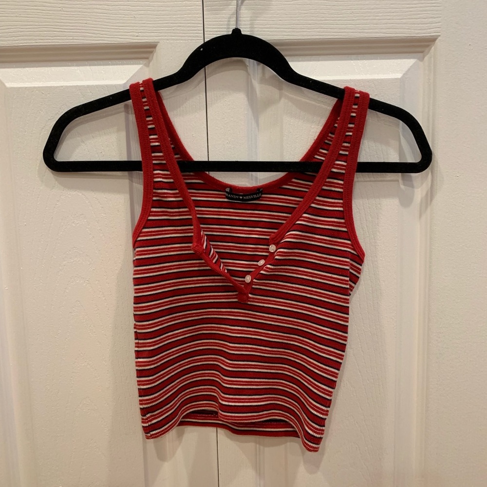 Striped brandy Melville button up crop top